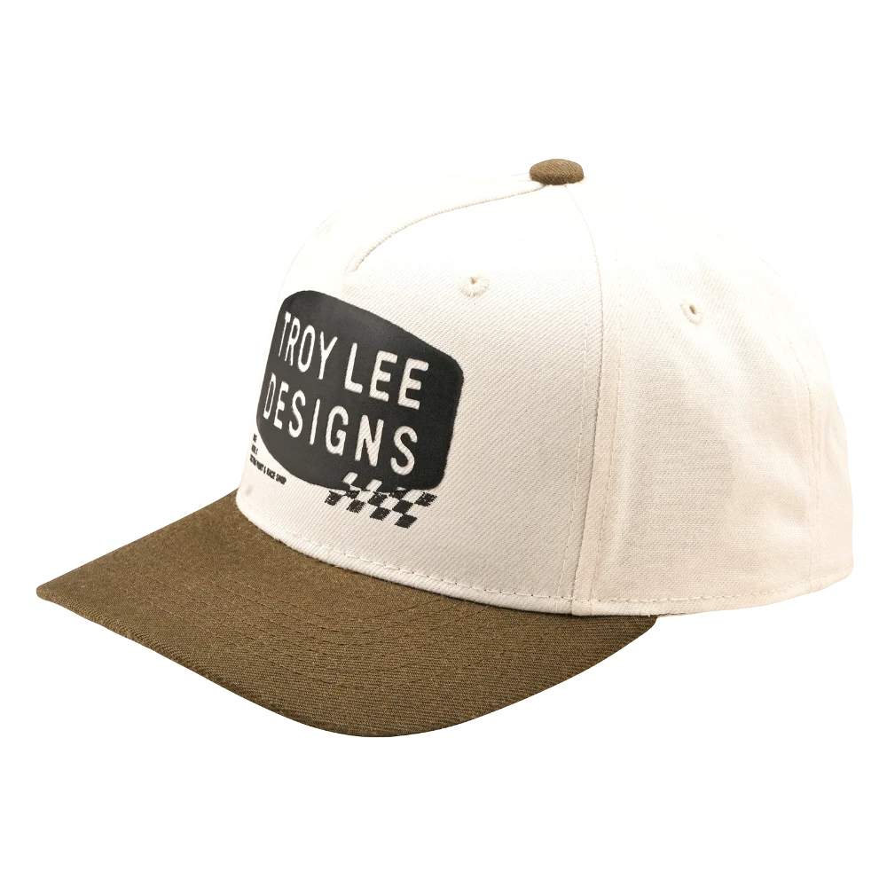 Curved SnapBack Hat Stamp Vintage White/Olive